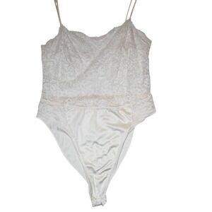 Handmade Vintage‎ Bodysuit Lace Satin Bridal Coquette Balletcore Ivory Sz Small